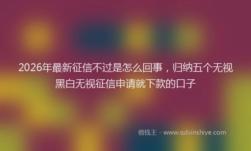 2026年最新征信不过是怎么回事，归纳五个无视黑白无视征信申请就下款的口子