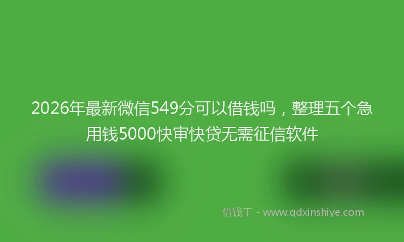 2026年最新微信549分可以借钱吗，整理五个急用钱5000快审快贷无需征信软件
