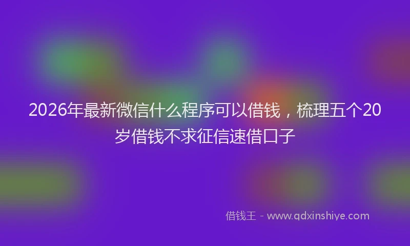 2026年最新微信什么程序可以借钱，梳理五个20岁借钱不求征信速借口子
