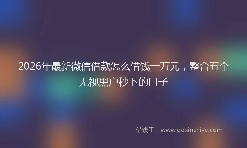 2026年最新微信借款怎么借钱一万元，整合五个无视黑户秒下的口子