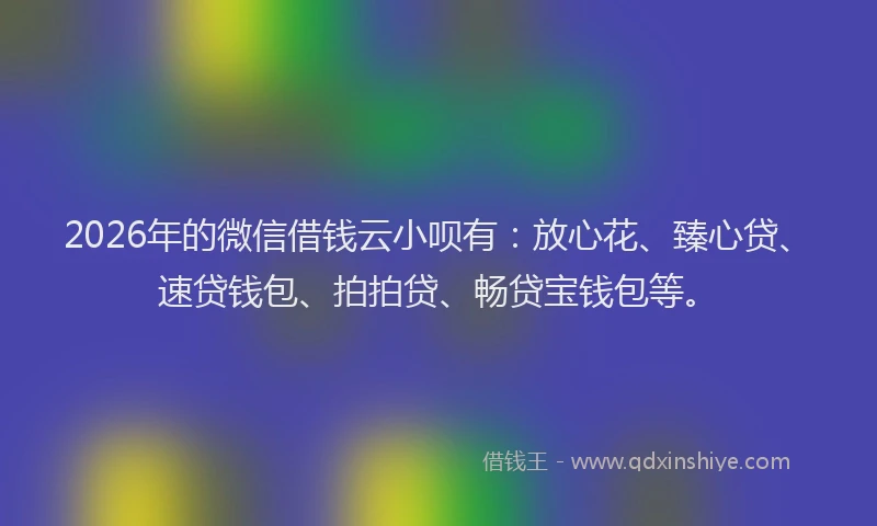 2026年的微信借钱云小呗有：放心花、臻心贷、速贷钱包、拍拍贷、畅贷宝钱包等。