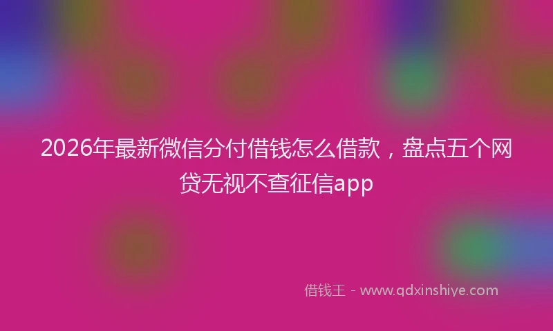 2026年最新微信分付借钱怎么借款，盘点五个网贷无视不查征信app