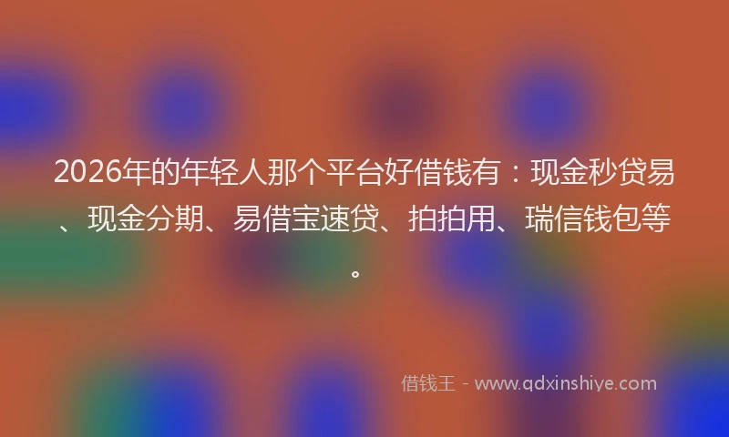 2026年的年轻人那个平台好借钱有：现金秒贷易、现金分期、易借宝速贷、拍拍用、瑞信钱包等。
