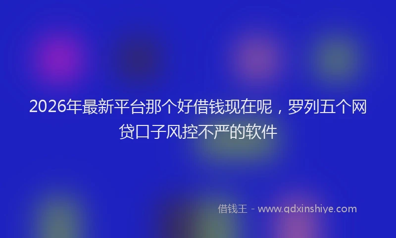 2026年最新平台那个好借钱现在呢，罗列五个网贷口子风控不严的软件