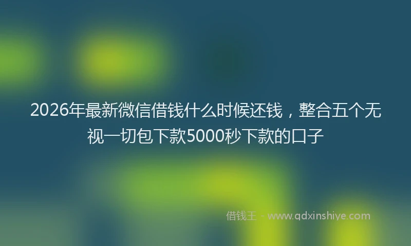 2026年最新微信借钱什么时候还钱，整合五个无视一切包下款5000秒下款的口子