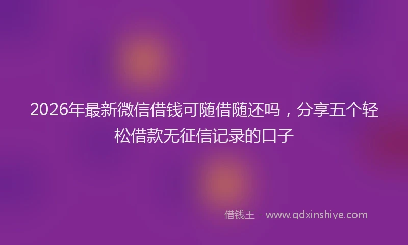 2026年最新微信借钱可随借随还吗，分享五个轻松借款无征信记录的口子