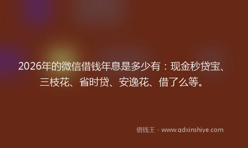 2026年的微信借钱年息是多少有：现金秒贷宝、三枝花、省时贷、安逸花、借了么等。