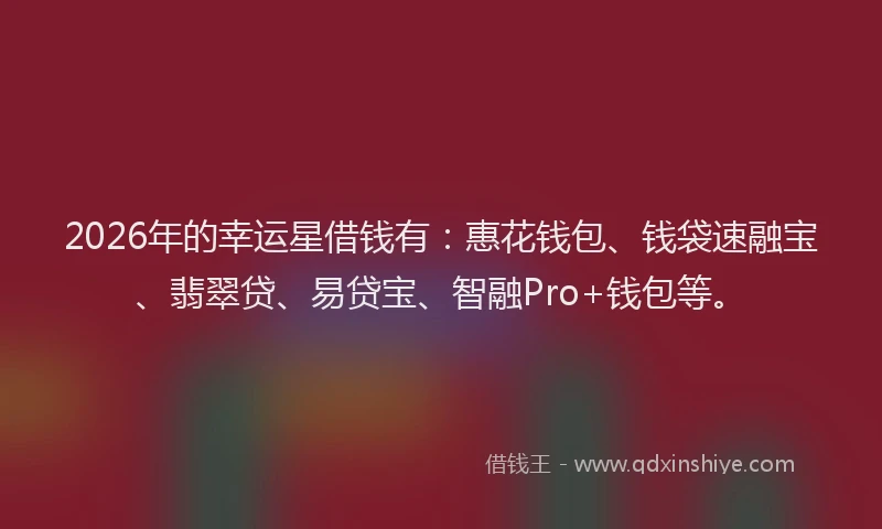 2026年的幸运星借钱有：惠花钱包、钱袋速融宝、翡翠贷、易贷宝、智融Pro+钱包等。