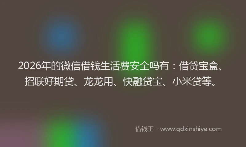 2026年的微信借钱生活费安全吗有：借贷宝盒、招联好期贷、龙龙用、快融贷宝、小米贷等。