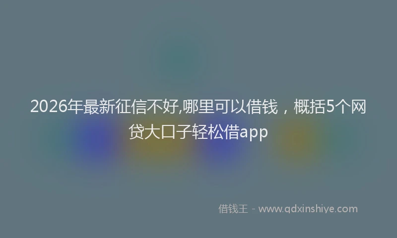 2026年最新征信不好,哪里可以借钱，概括5个网贷大口子轻松借app