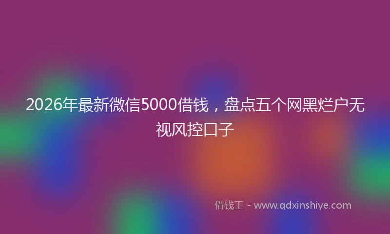 2026年最新微信5000借钱，盘点五个网黑烂户无视风控口子