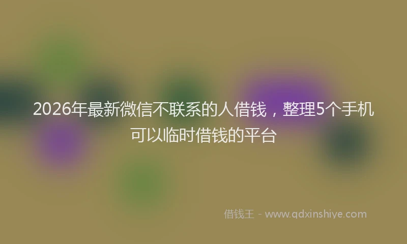 2026年最新微信不联系的人借钱，整理5个手机可以临时借钱的平台