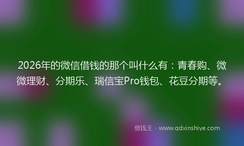 2026年的微信借钱的那个叫什么有：青春购、微微理财、分期乐、瑞信宝Pro钱包、花豆分期等。