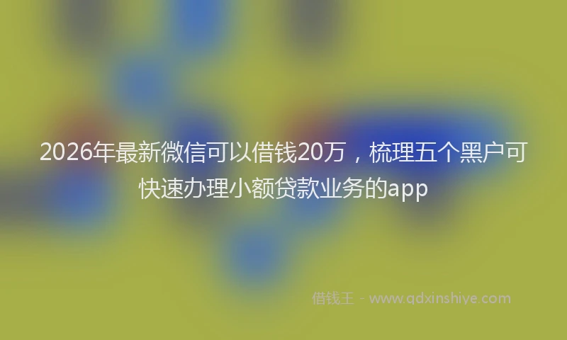 2026年最新微信可以借钱20万，梳理五个黑户可快速办理小额贷款业务的app