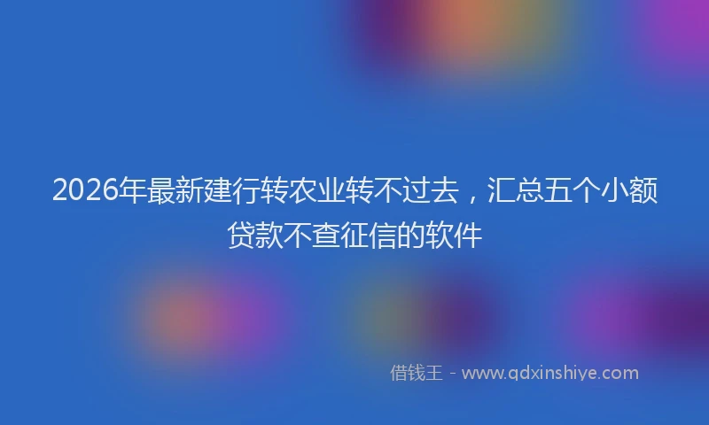 2026年最新建行转农业转不过去，汇总五个小额贷款不查征信的软件