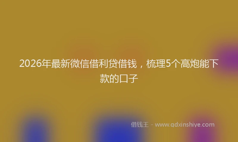 2026年最新微信借利贷借钱，梳理5个高炮能下款的口子