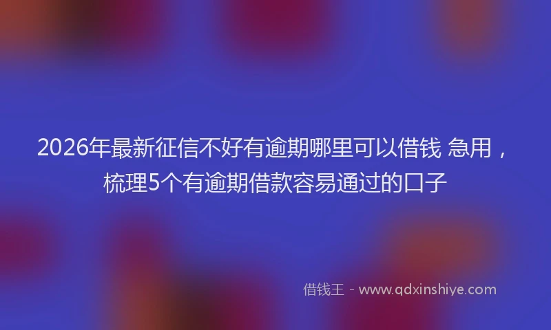 2026年最新征信不好有逾期哪里可以借钱 急用，梳理5个有逾期借款容易通过的口子