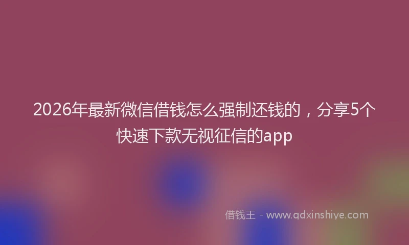 2026年最新微信借钱怎么强制还钱的，分享5个快速下款无视征信的app
