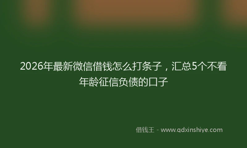 2026年最新微信借钱怎么打条子，汇总5个不看年龄征信负债的口子