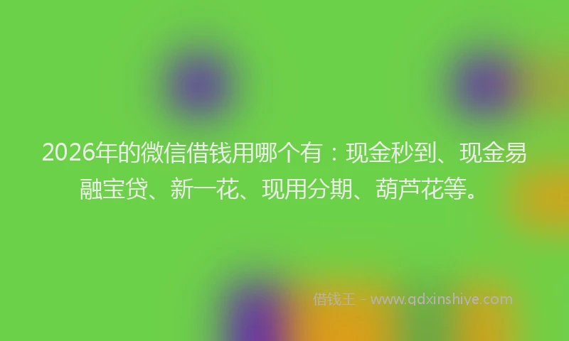 2026年的微信借钱用哪个有：现金秒到、现金易融宝贷、新一花、现用分期、葫芦花等。