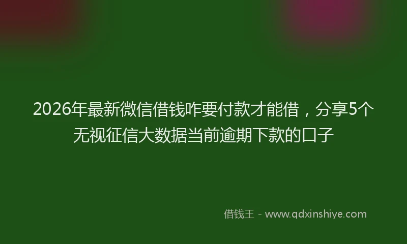 2026年最新微信借钱咋要付款才能借，分享5个无视征信大数据当前逾期下款的口子