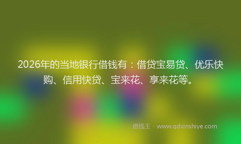 2026年的当地银行借钱有：借贷宝易贷、优乐快购、信用快贷、宝来花、享来花等。