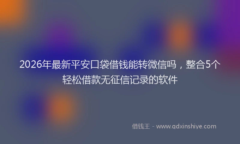 2026年最新平安口袋借钱能转微信吗，整合5个轻松借款无征信记录的软件