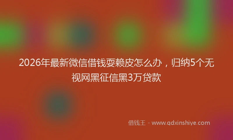 2026年最新微信借钱耍赖皮怎么办，归纳5个无视网黑征信黑3万贷款