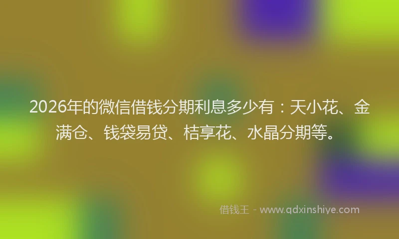 2026年的微信借钱分期利息多少有：天小花、金满仓、钱袋易贷、桔享花、水晶分期等。