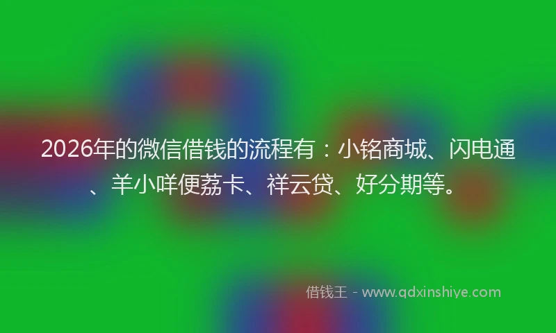 2026年的微信借钱的流程有：小铭商城、闪电通、羊小咩便荔卡、祥云贷、好分期等。