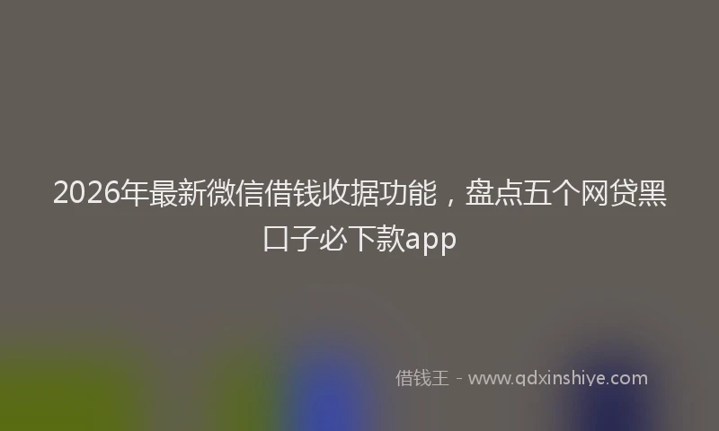2026年最新微信借钱收据功能，盘点五个网贷黑口子必下款app