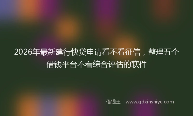 2026年最新建行快贷申请看不看征信，整理五个借钱平台不看综合评估的软件