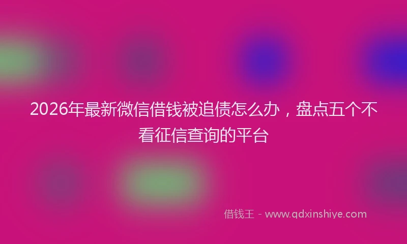 2026年最新微信借钱被追债怎么办，盘点五个不看征信查询的平台