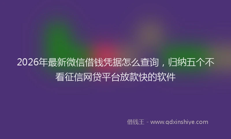 2026年最新微信借钱凭据怎么查询，归纳五个不看征信网贷平台放款快的软件