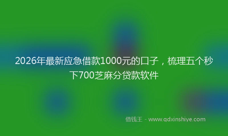 2026年最新应急借款1000元的口子，梳理五个秒下700芝麻分贷款软件