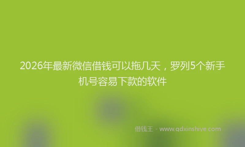 2026年最新微信借钱可以拖几天，罗列5个新手机号容易下款的软件
