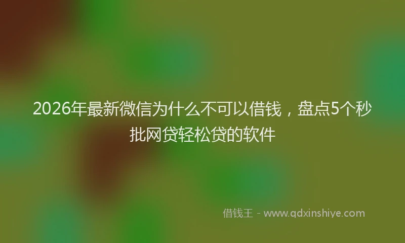 2026年最新微信为什么不可以借钱，盘点5个秒批网贷轻松贷的软件