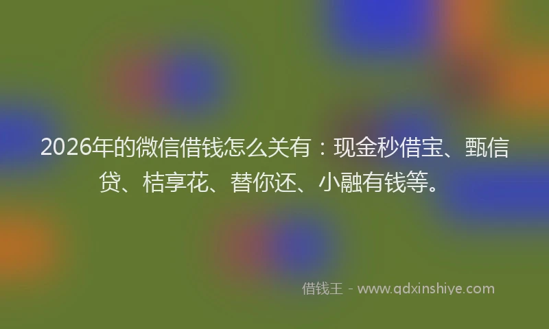 2026年的微信借钱怎么关有：现金秒借宝、甄信贷、桔享花、替你还、小融有钱等。