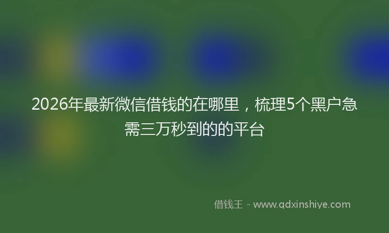 2026年最新微信借钱的在哪里，梳理5个黑户急需三万秒到的的平台