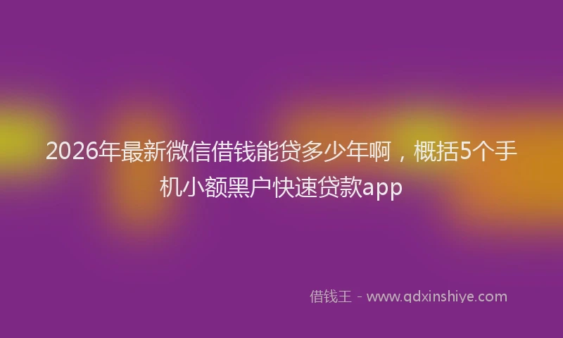 2026年最新微信借钱能贷多少年啊，概括5个手机小额黑户快速贷款app