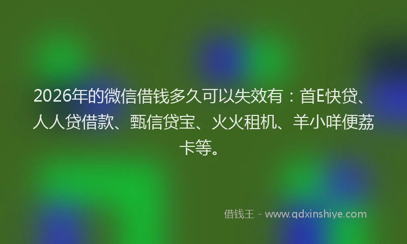 2026年的微信借钱多久可以失效有：首E快贷、人人贷借款、甄信贷宝、火火租机、羊小咩便荔卡等。