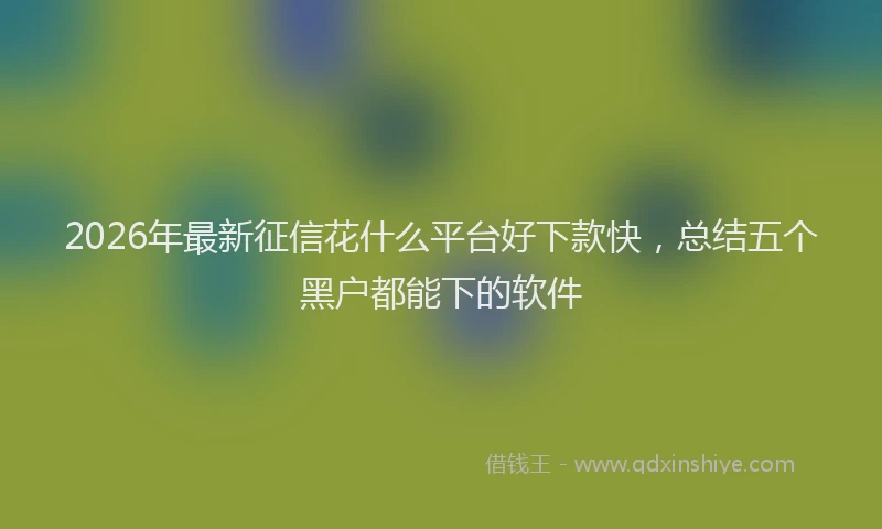 2026年最新征信花什么平台好下款快，总结五个黑户都能下的软件