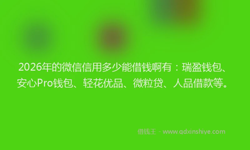 2026年的微信信用多少能借钱啊有：瑞盈钱包、安心Pro钱包、轻花优品、微粒贷、人品借款等。