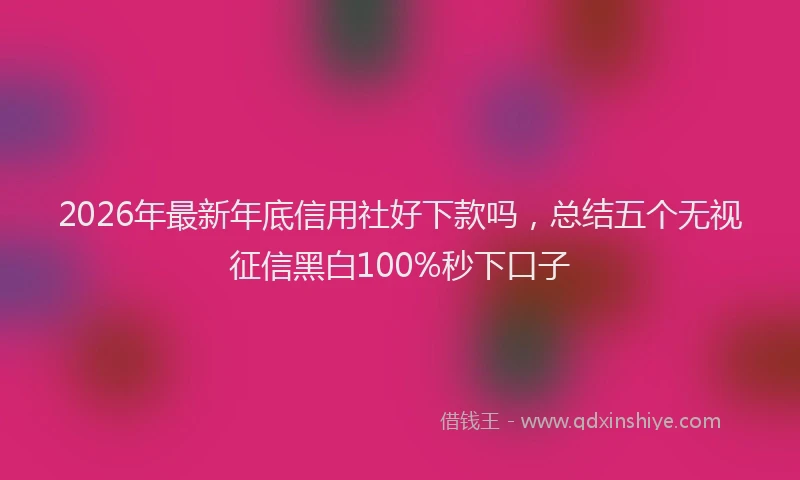 2026年最新年底信用社好下款吗，总结五个无视征信黑白100%秒下口子