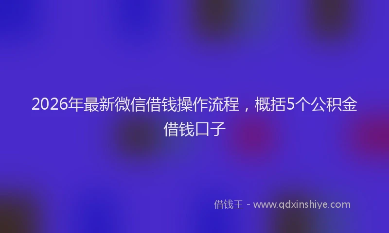 2026年最新微信借钱操作流程，概括5个公积金借钱口子