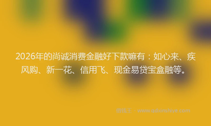 2026年的尚诚消费金融好下款嘛有：如心来、疾风购、新一花、信用飞、现金易贷宝盒融等。