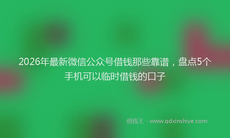2026年最新微信公众号借钱那些靠谱，盘点5个手机可以临时借钱的口子
