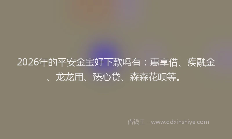 2026年的平安金宝好下款吗有：惠享借、疾融金、龙龙用、臻心贷、森森花呗等。