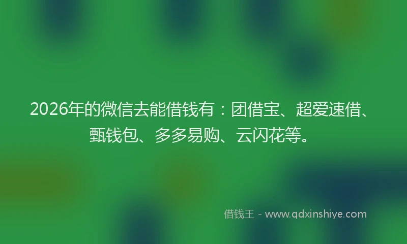 2026年的微信去能借钱有：团借宝、超爱速借、甄钱包、多多易购、云闪花等。