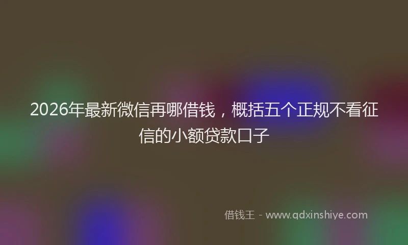 2026年最新微信再哪借钱，概括五个正规不看征信的小额贷款口子